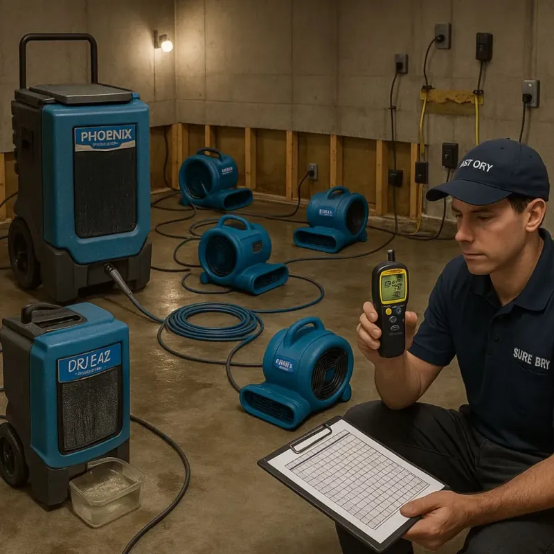 Structural Drying and Dehumidification process in Geronimo, TX